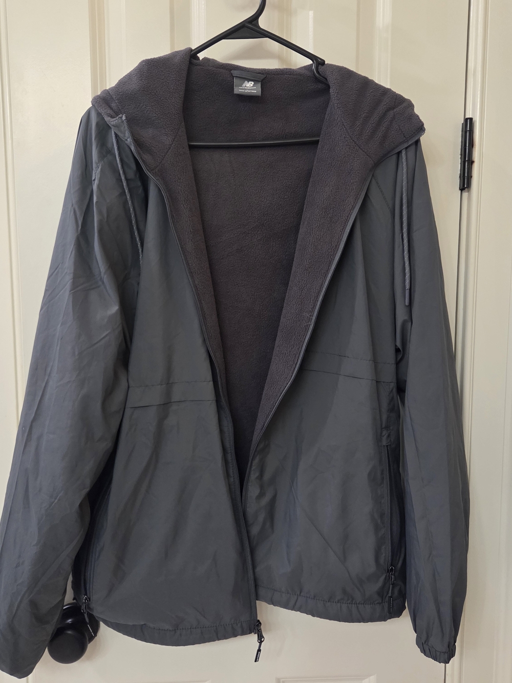 New Balance Men's Dark Gray Hooded Windbreaker Jacket